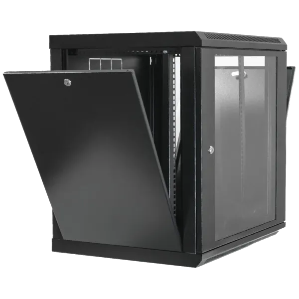 19"12U, 600х600х640мм акрилове скло, чорна Шафа