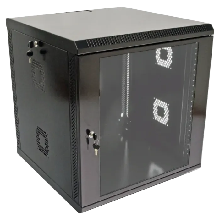 19"12U, 600х600х640 мм Шафа акрилове скло чорна
