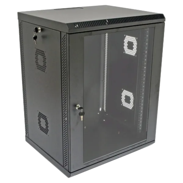 19"15U, 600х500х773 мм Шафа акрилове скло чорна