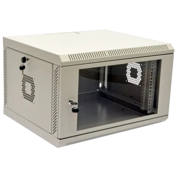 19" 6U, 600х500х373 мм акрилове скло сіра Шафа