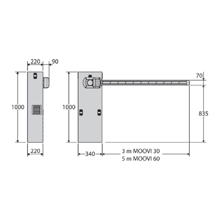Автоматичний шлагбаум BFT MOOVI 30 KIT зі стрілою 4 м