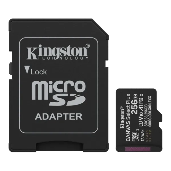 Kingston microSD 256GB C10 UHS-I A1 V10 R150MB/s + SD Карта пам'яті