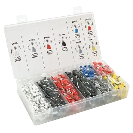 (E0508w-550 E2508b-100,E1008r-350,E1508bl-300,E4009gr-70,E7508gr-400,E6012y-50,E1012r-30) Набір клем/наконечників 1800шт