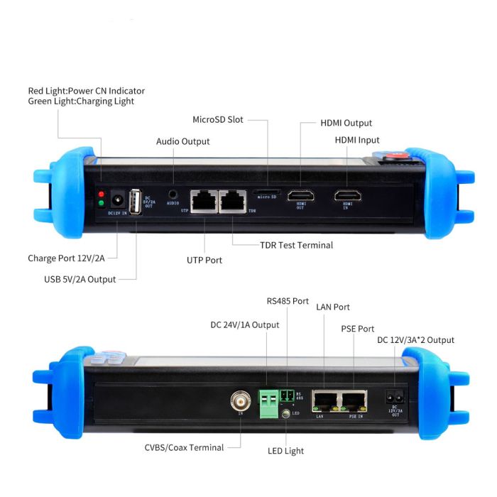 Тестер відеокамер Noyafa NF-IPC722ATCHS для IP, AHD, TVI, CVI, EX-SDI камер з підтримкою Wi-Fi, 4K та PoE