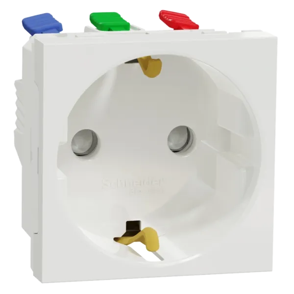 Schneider Electric New Unica NU305718 Розетка з з/к зі шторками 16А самозажимні клеми біла