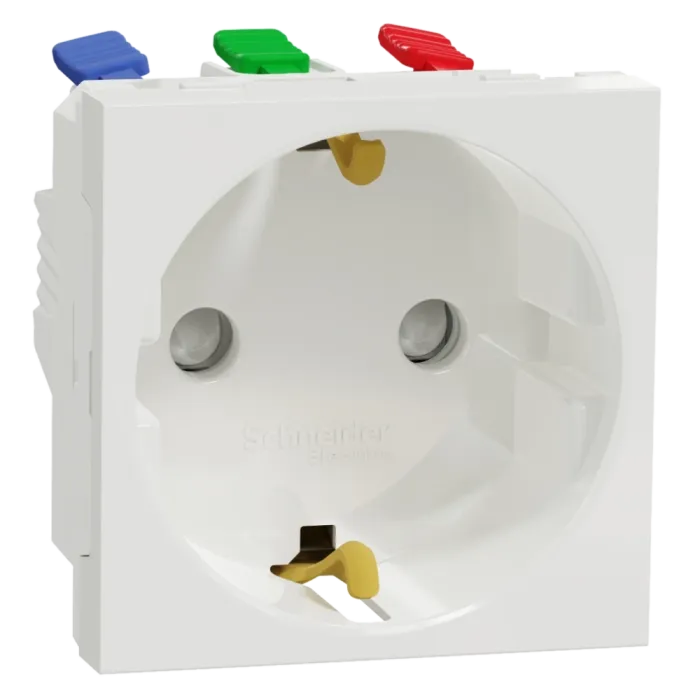 Schneider Electric New Unica NU305718 Розетка з з/к зі шторками 16А самозажимні клеми біла