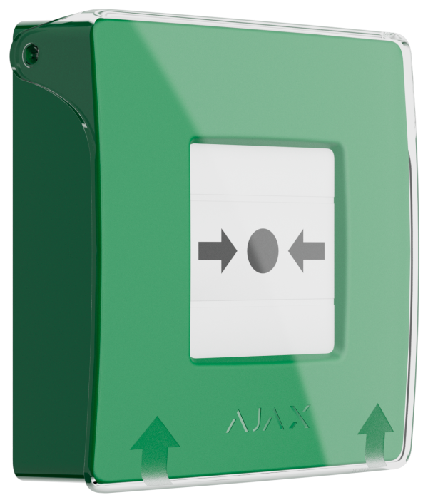 Бездротова програмована кнопка з механізмом скидання Ajax ManualCallPoint Jeweller Green