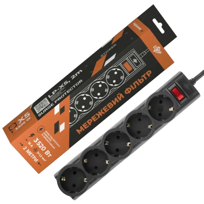PREMIUM LP-X5-2 Black Подовжувач мережевий (фільтр)