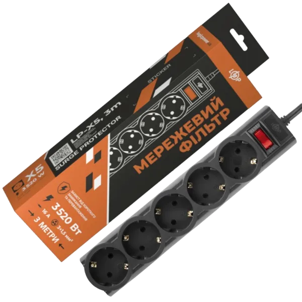 PREMIUM LP-X5-3 Black Подовжувач мережевий (фільтр)