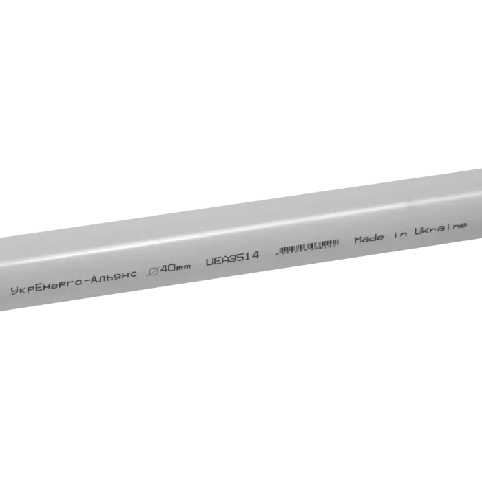 UEA ПВХ 40мм 3м Труба жорстка гладка з розтрубом