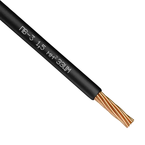 ПВ-3 1,5 Провід чорний силовий мідь внутрішній ЗЗКМ