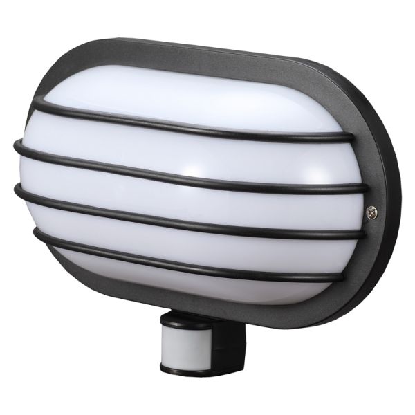 Світильник настінний з датчиком руху e.sensor.lum.69.e27.black (чорний) 180°, IP44