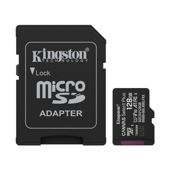Карта пам'яті microSDXC Kingston 128GB Canvas Select Plus Class 10 UHS-I + SD-адаптер (SDCS3/128GB)