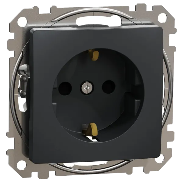 Schneider Electric Sedna Design & Elements SDD114022 Розетка з заземленням та зі шторками Чорний Sedna Design
