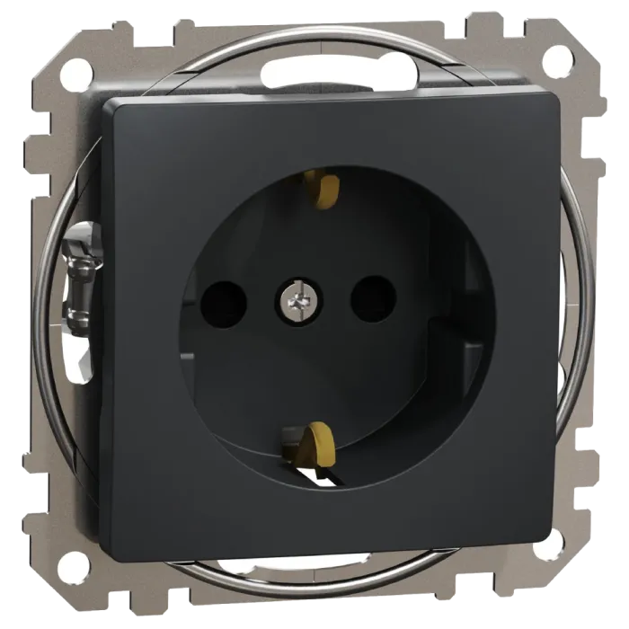 Schneider Electric Sedna Design & Elements SDD114022 Розетка з заземленням та зі шторками Чорний Sedna Design