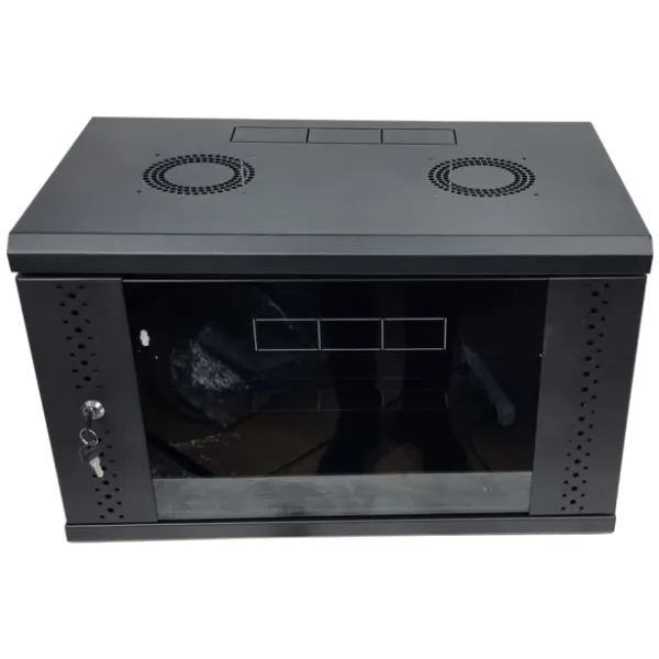 EServer 6U 600х500х370 скло, чорна Шафа