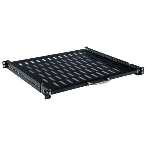 19" 400мм глибина Полка висувна чорна (400 .. 600мм кріплення)