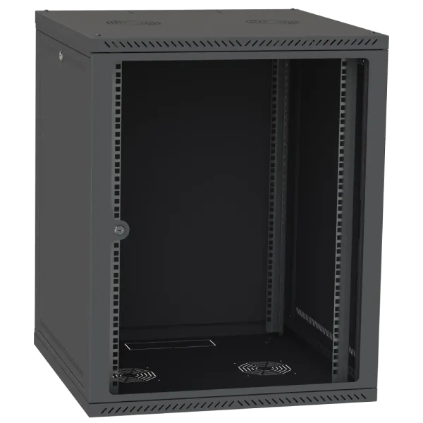 IPCOM СН-18U 600х600 Шафа телекомунікаційна двері скло (чорна)
