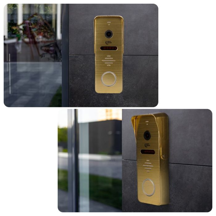 Комплект відеодомофона Light Vision: домофон 7" AMSTERDAM FHD Grey та відеопанель RIO FHD Gold