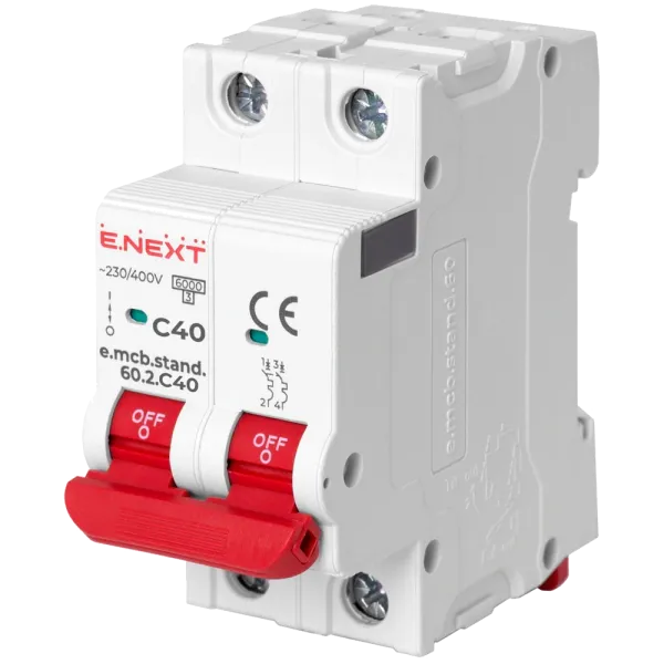 Enext e.mcb.stand.60.2.C40, 2р, 40А, C, 6кА Модульний автоматичний вимикач