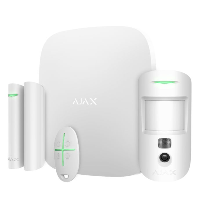 Комплект бездротової сигналізації Ajax StarterKit Cam Plus HDR White — Wi-Fi, 2G/3G/4G, Ethernet, фотоверифікація тривог