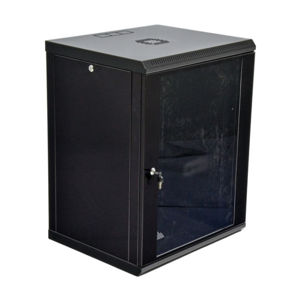 Шафа серверна SteelNet 18U 600 x 600 для мережевого обладнання (скло, чорний)