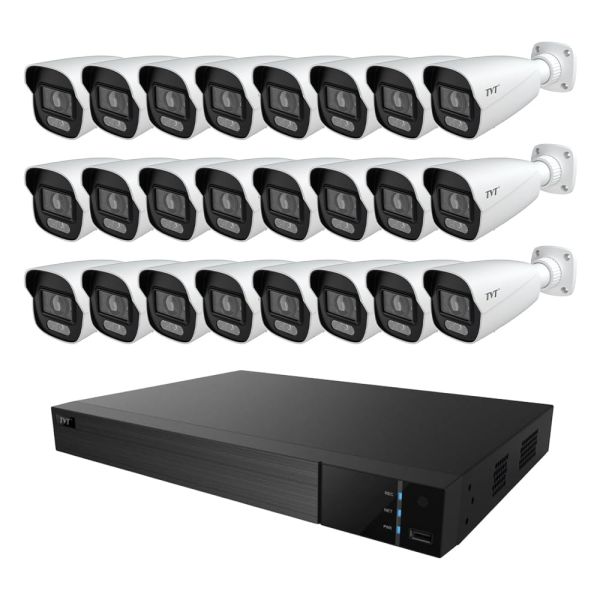 Комплект IP-відеонагляду на 24 камери TVT IP-Video Kit 24x6Mp (B): 24 циліндричних 6Mp відеокамер + 32-канальний 12Mp відеореєстратор