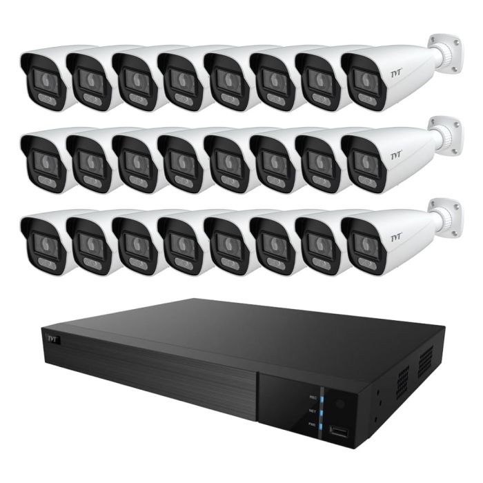 Комплект IP-відеонагляду на 24 камери TVT IP-Video Kit 24x6Mp (B): 24 циліндричних 6Mp відеокамер + 32-канальний 12Mp відеореєстратор