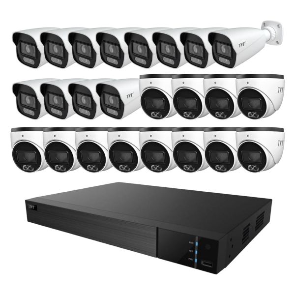 Комплект IP-відеонагляду на 24 камери TVT IP-Video Kit 24x6Mp (T/B): 12 купольних 6Mp відеокамер + 12 циліндричних 6Mp відеокамер + 32-канальний 12Mp відеореєстратор