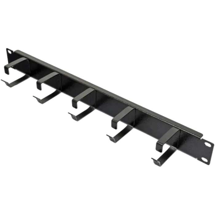 1U з 5 металевими кільцями, чорний Кабельний організатор