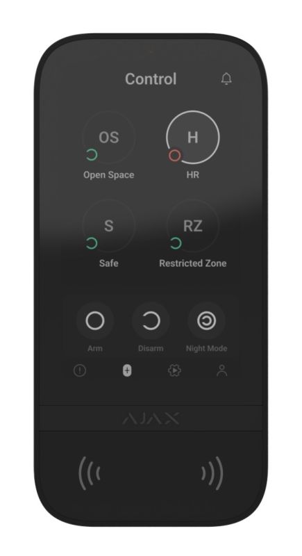 Бездротова клавіатура з сенсорним екраном Ajax KeyPad TouchScreen Black