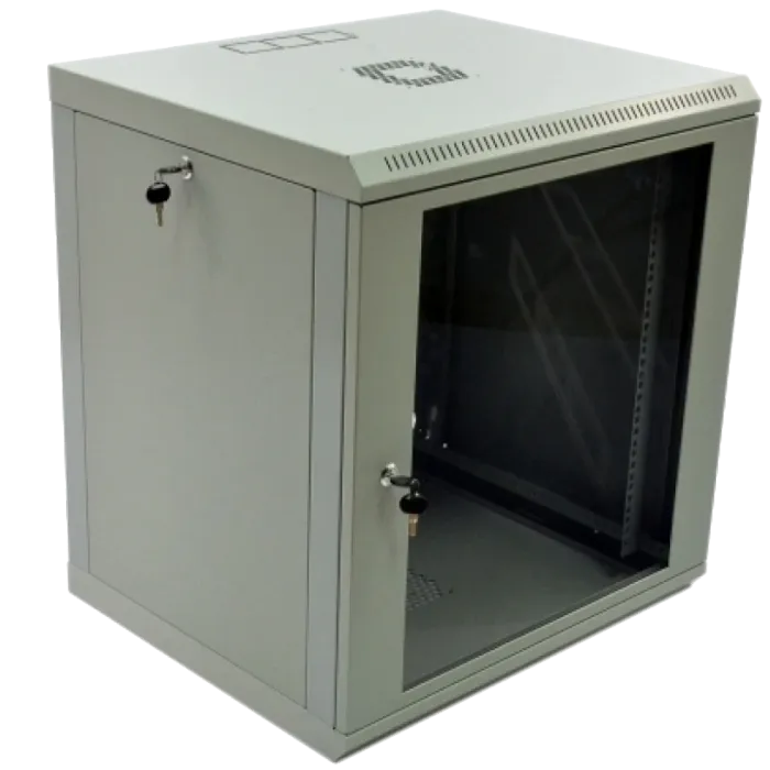 12U Шафа 19", 600x500x640мм (Ш*Г*В), економ, акрилове скло, сіра