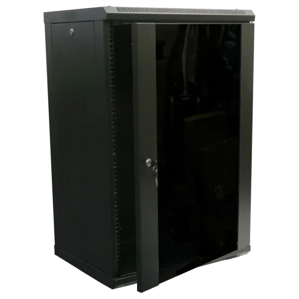 Hypernet WMNC-18U-FLAT- BLACK Шафа коммутаційна настінна 18U 600x450 розбірна