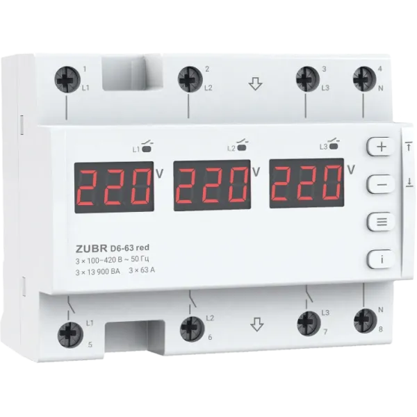 ZUBR D6-63 red Трифазне реле напруги